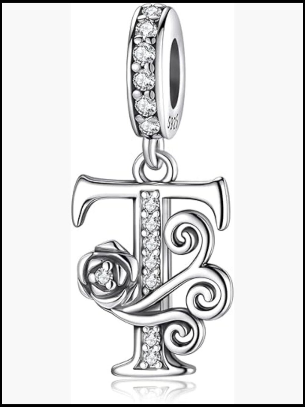 925 Sterling Silver Alphabet Charm Initial Dangle Pendant for Bracelets Elegant